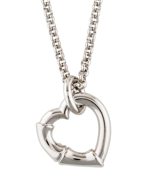 gucci silver bamboo heart necklace|trademark necklace with heart pendant.